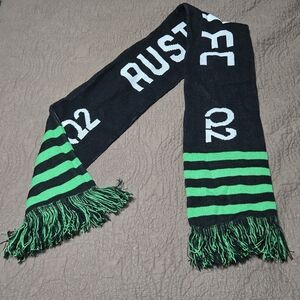 Austin FC Scarf Verde Green Black Austin Texas Game Day Q2 Scarf Fringe OS